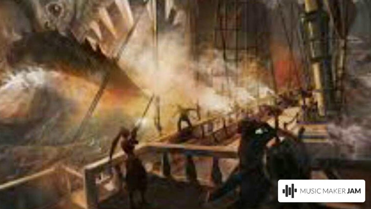 Корабль и Кракен сражение арт фэнтези