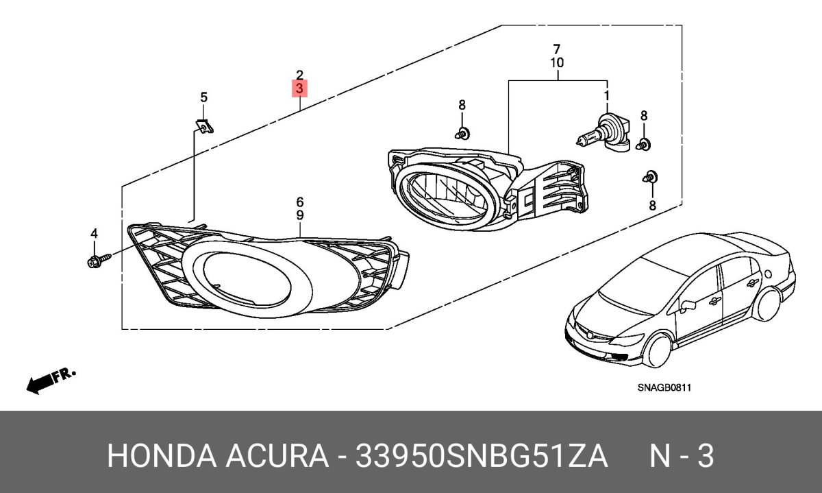 ПТФ Хонда Цивик 4д Размеры