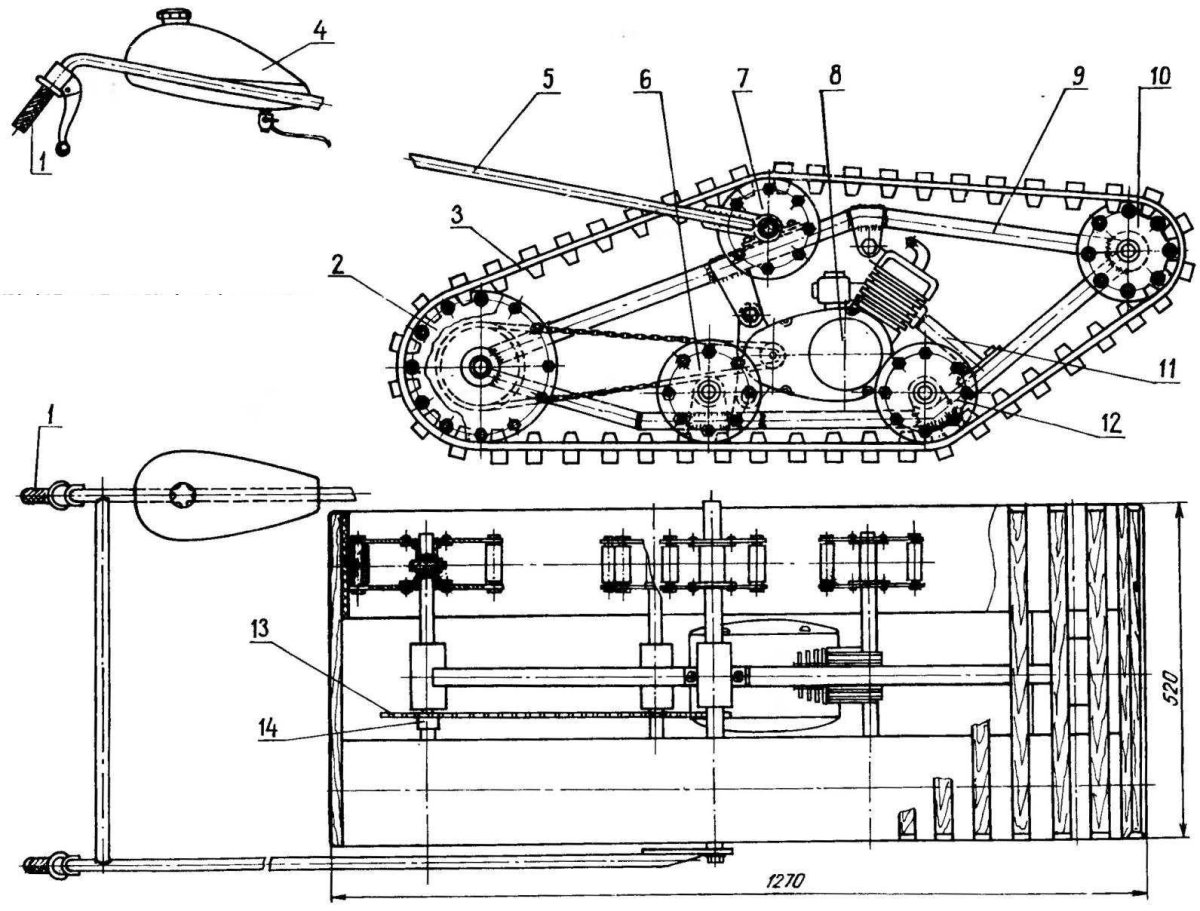 Самодельный гусеничный модуль на мотоблок
