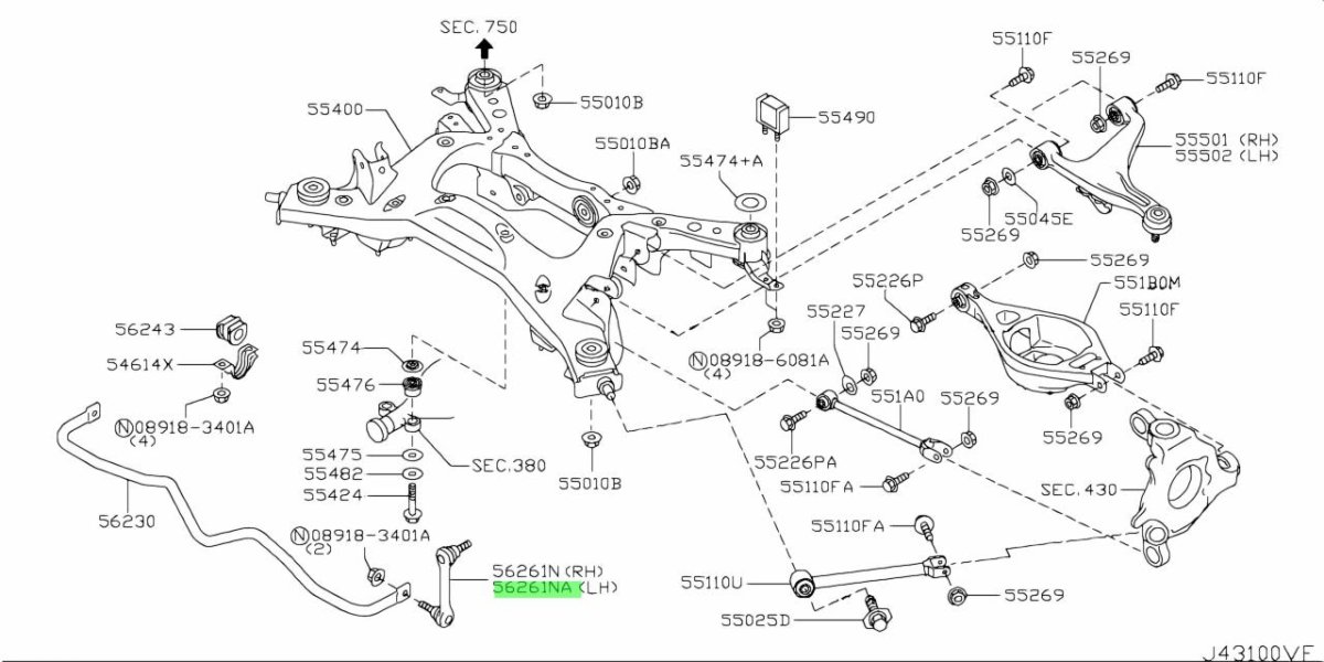 Сайлентблок задней подвески Ниссан Теана 31