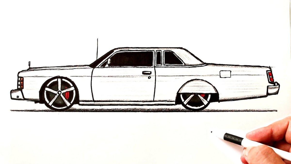 Рисунки карандашом заниженных авто