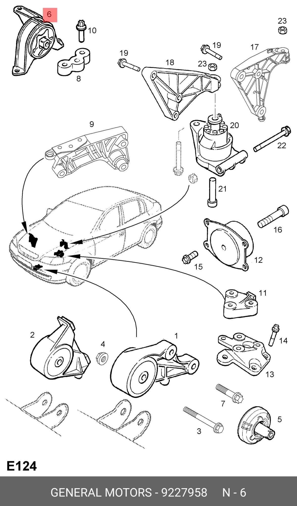 Болт задней опоры двигателя Опель Астра н