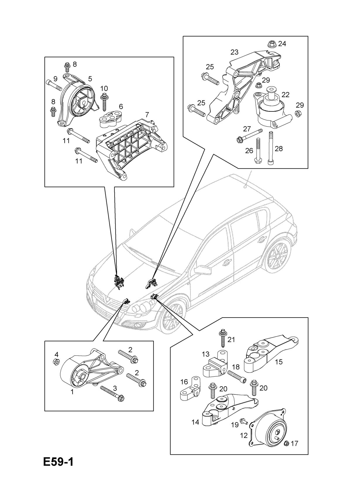 Болт задней опоры двигателя Опель Астра н