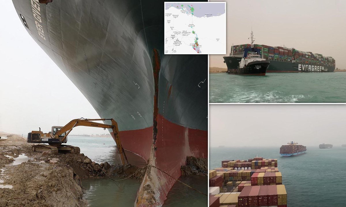 Суэцкий канал контейнеровоз сел на мель