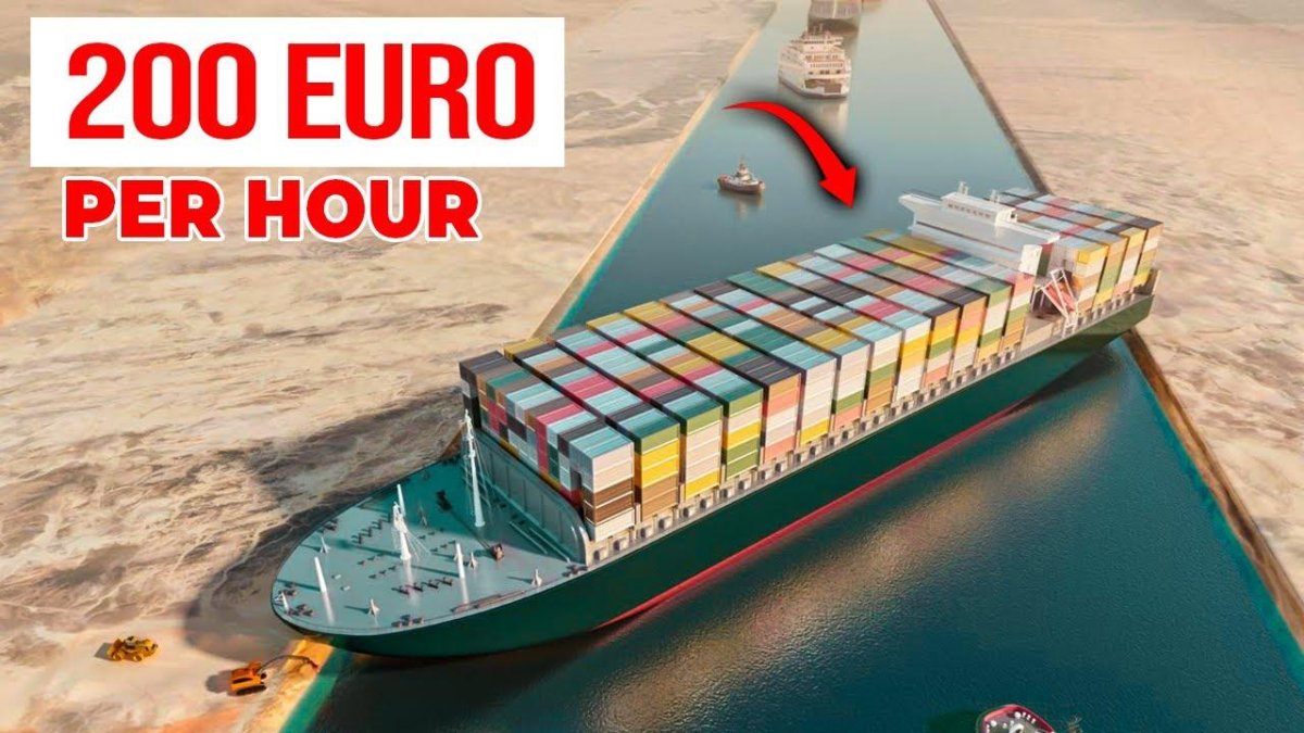 Контейнеровоз Evergreen в Суэцком канале