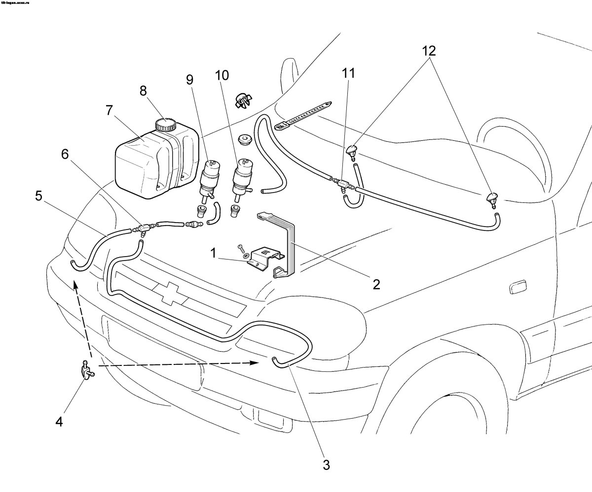 Шланг омывателя лобового стекла Шевроле Нива