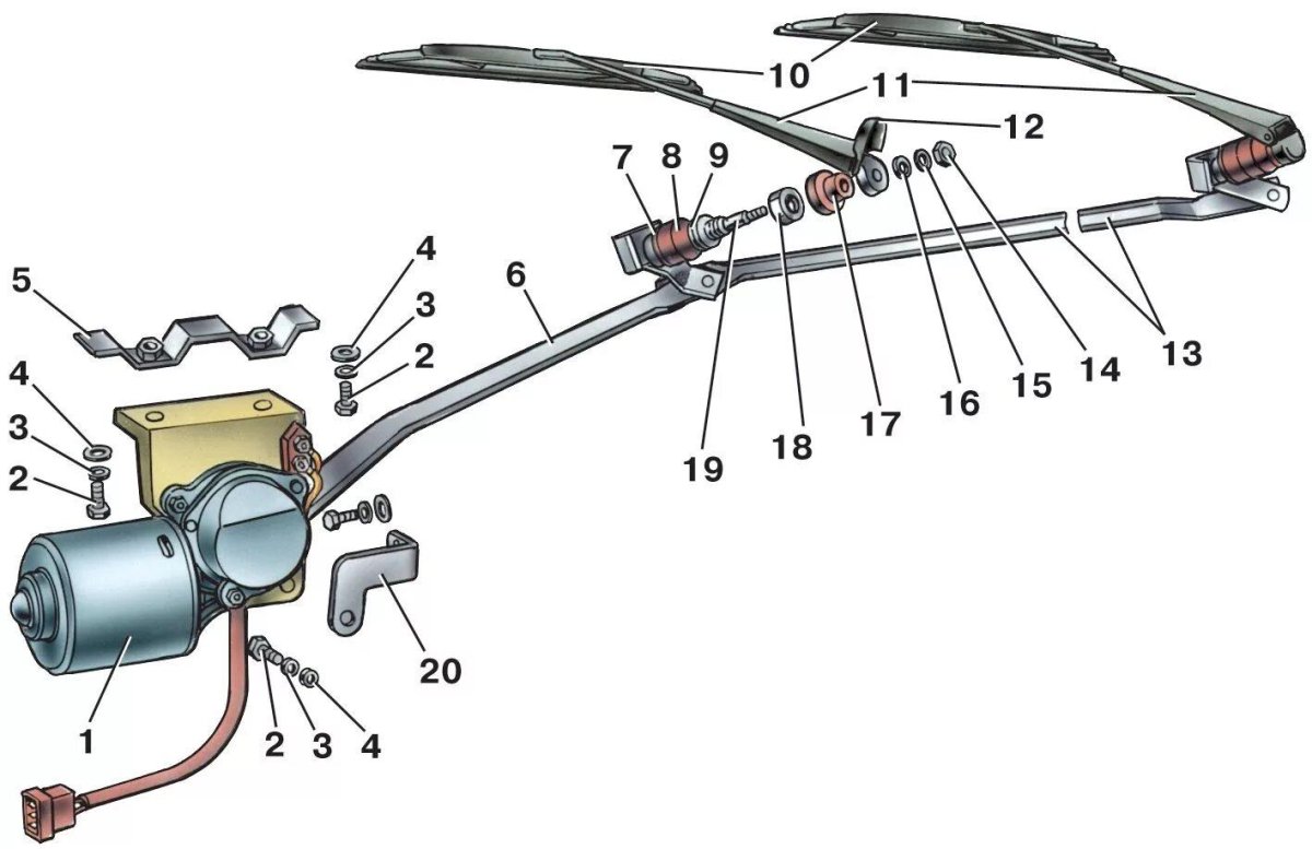 Механизм мотора дворников ВАЗ 2101