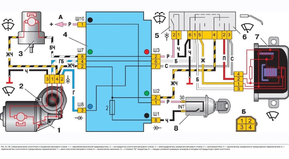 Схема подключения стеклоочистителя ВАЗ 2107 инжектор