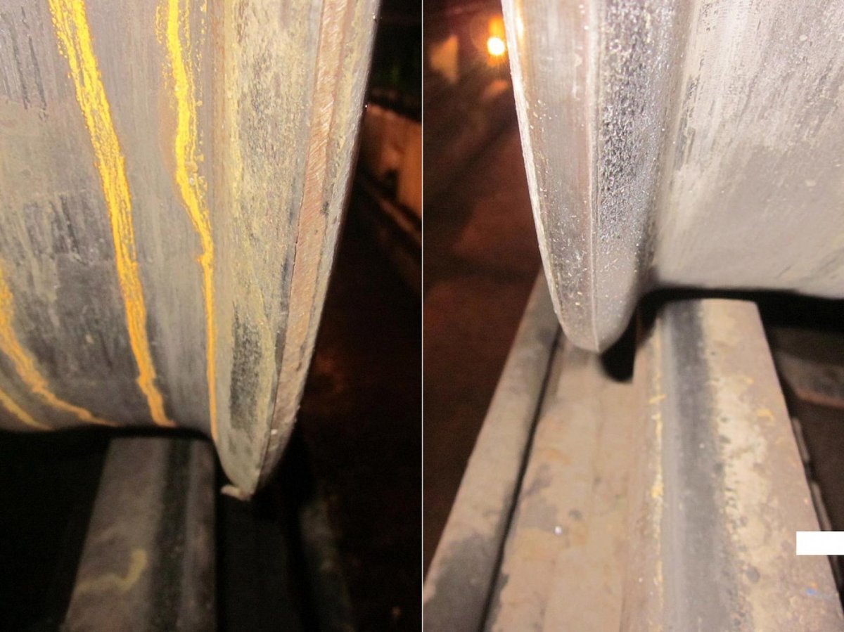 Остроконечный подрез гребня колесной пары