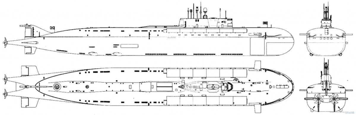 Чертеж подлодки Курск