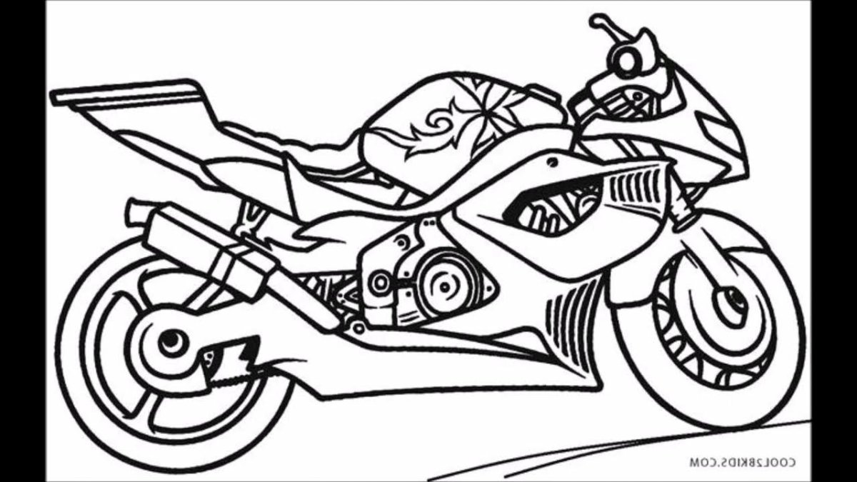 Мотоцикл раскраска для детей