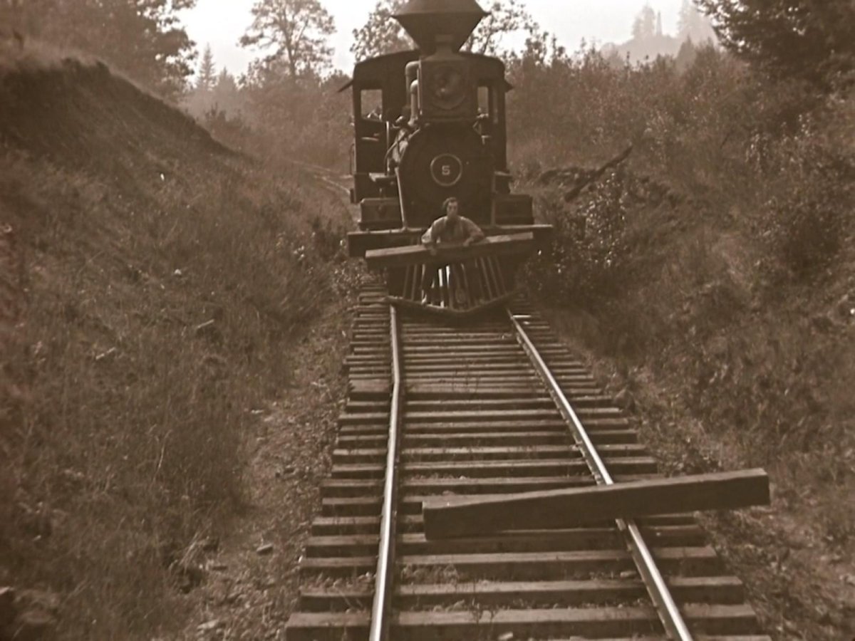 Бастер Китон на поезде