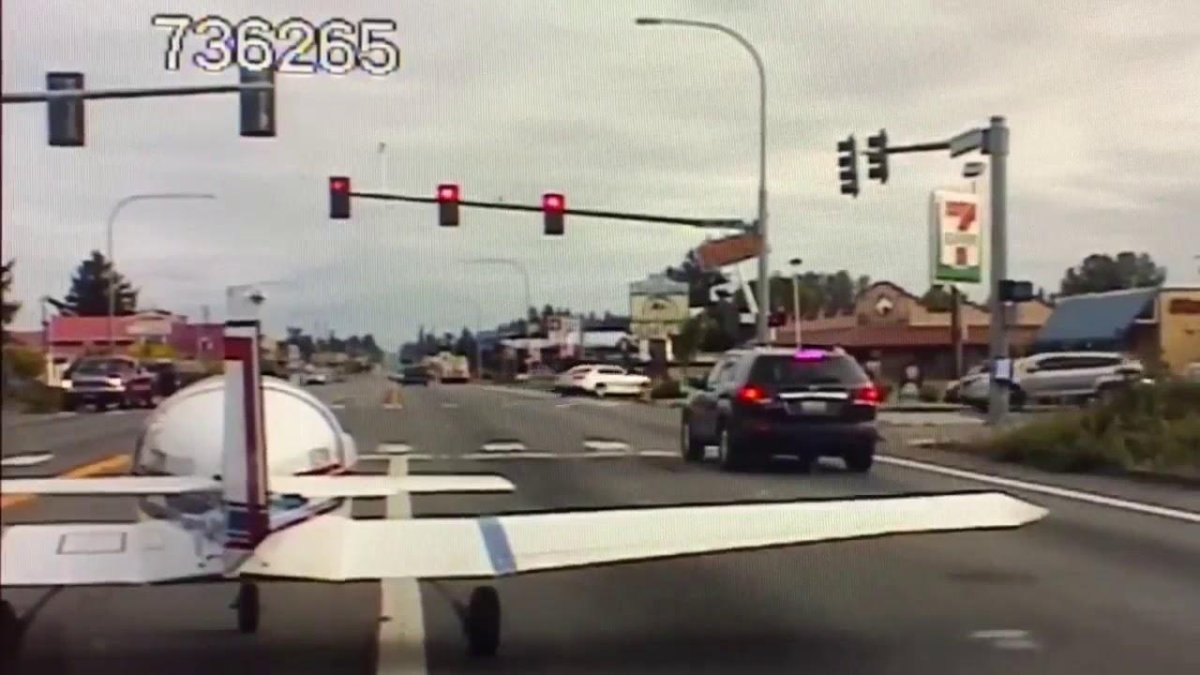 Самолет полицейский садится на посадку