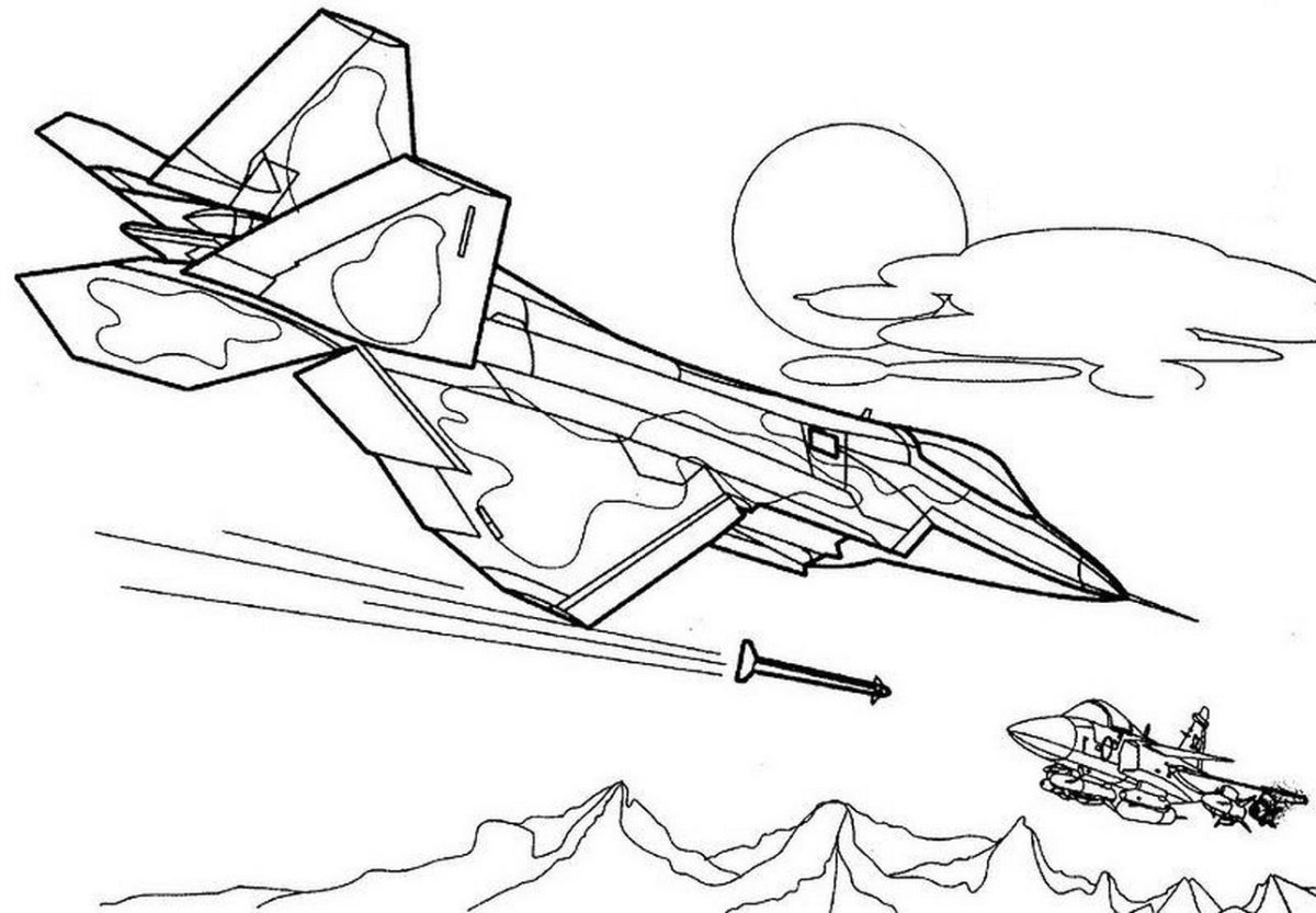 Самолет истребитель раскраска