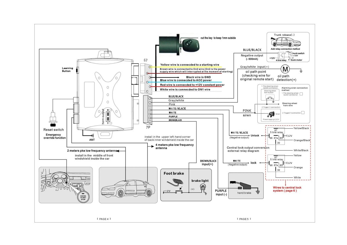 Схема подключения сигнализации car Remote Control