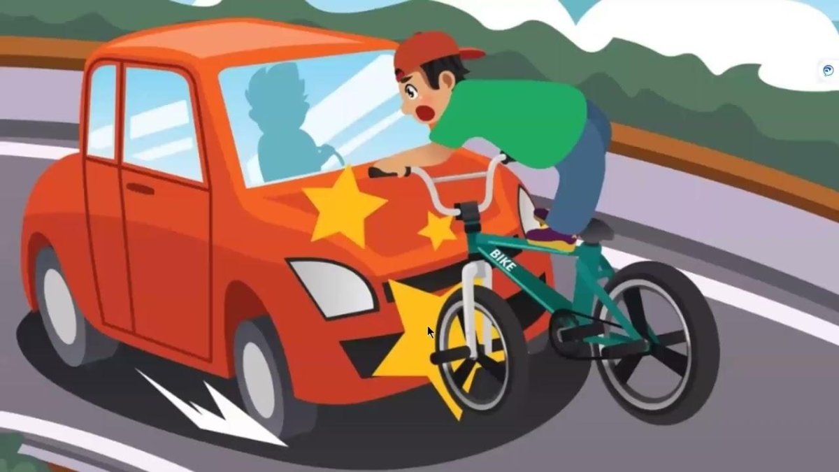 Велосипед и машина на дороге