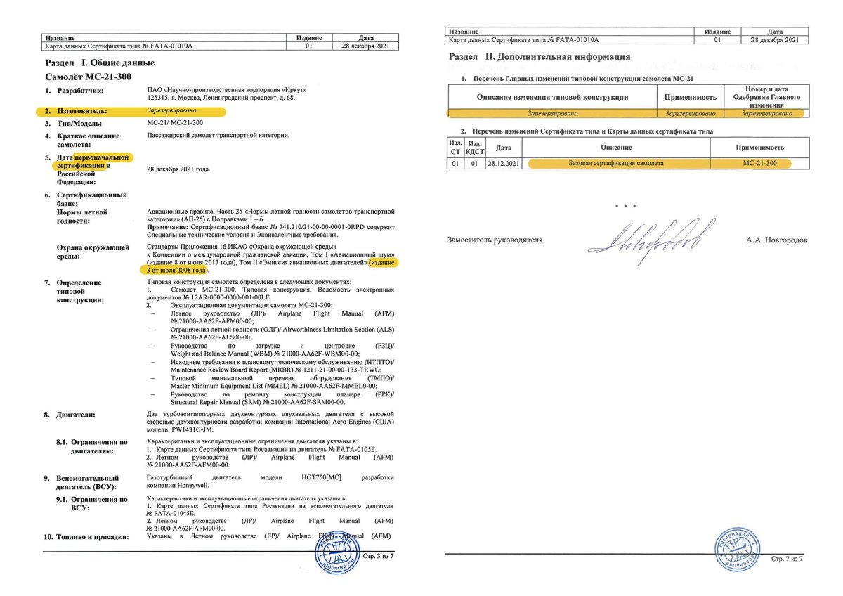 Сертификат типа МС-21-300