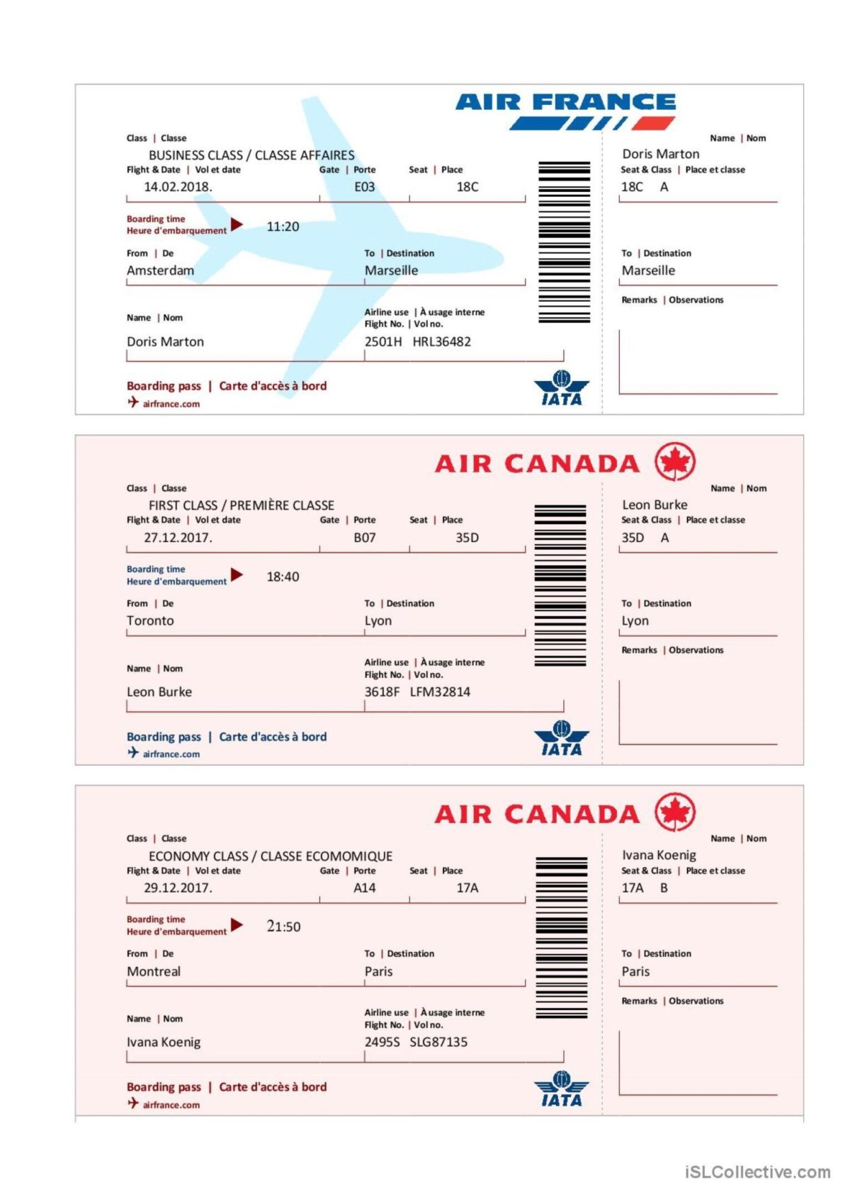 Авиабилет шаблон