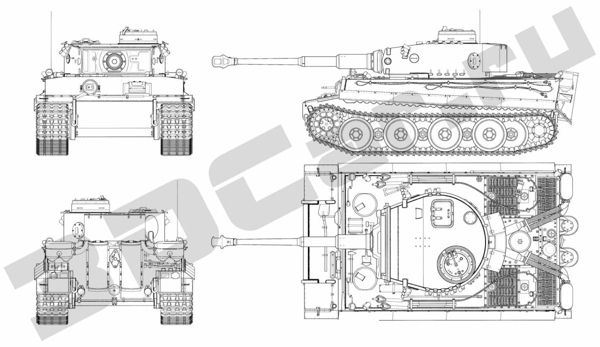 Panzerkampfwagen vi Ausf. H1, «тигр» чертеж