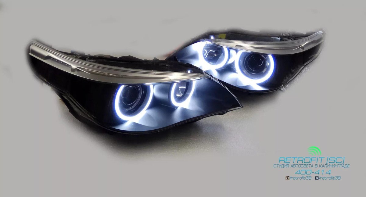 Передние фары БМВ е60 дорест