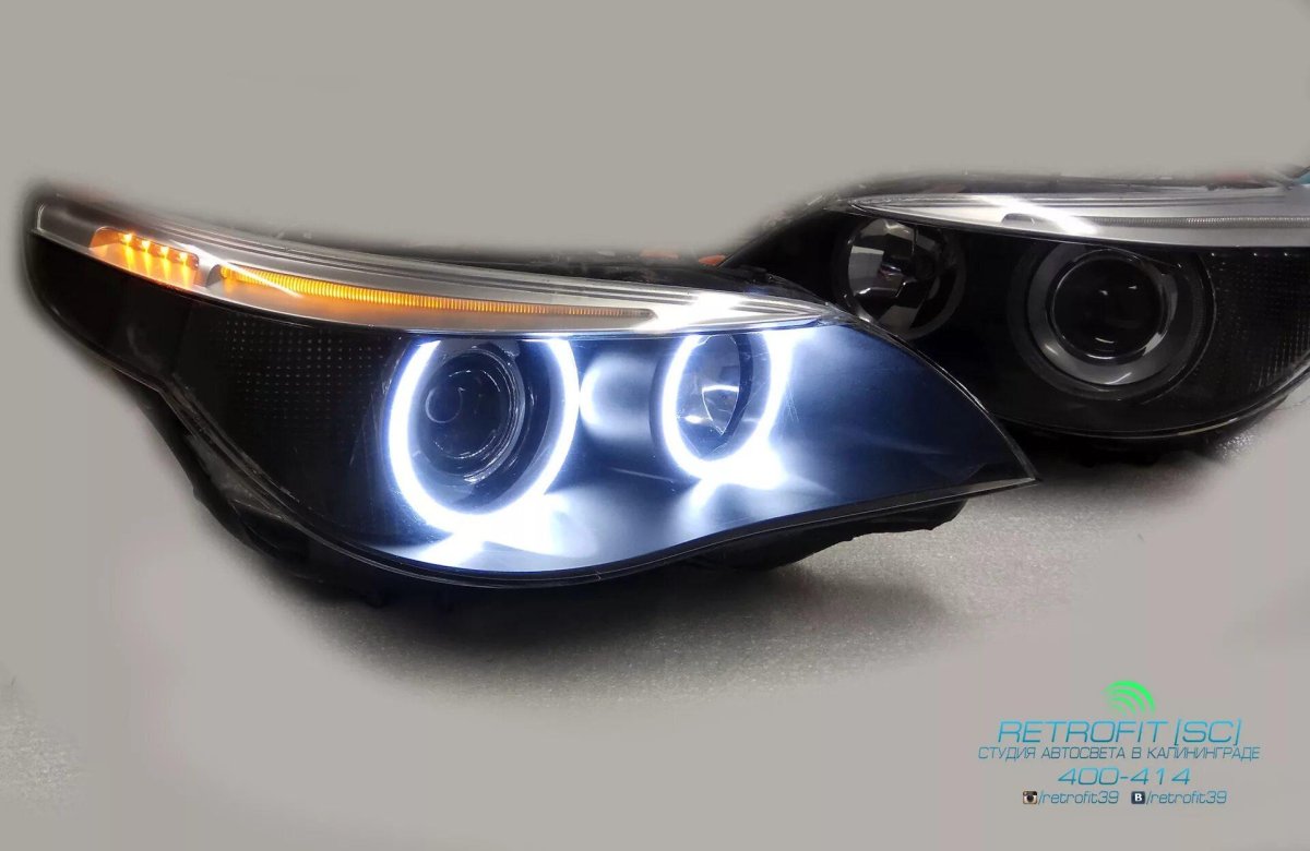 Передние фары БМВ е60 дорест