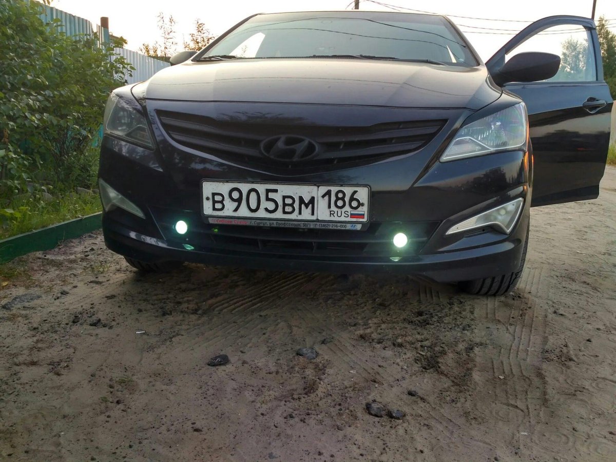 ПТФ + ДХО Hyundai Solaris 2015