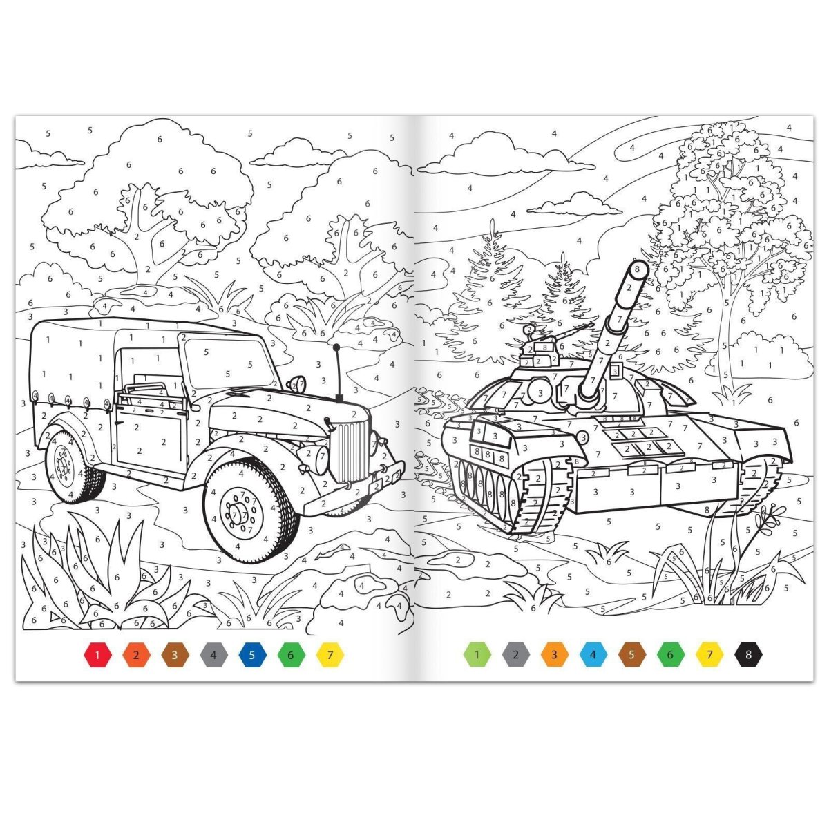 Раскраска по номерам Военная техника