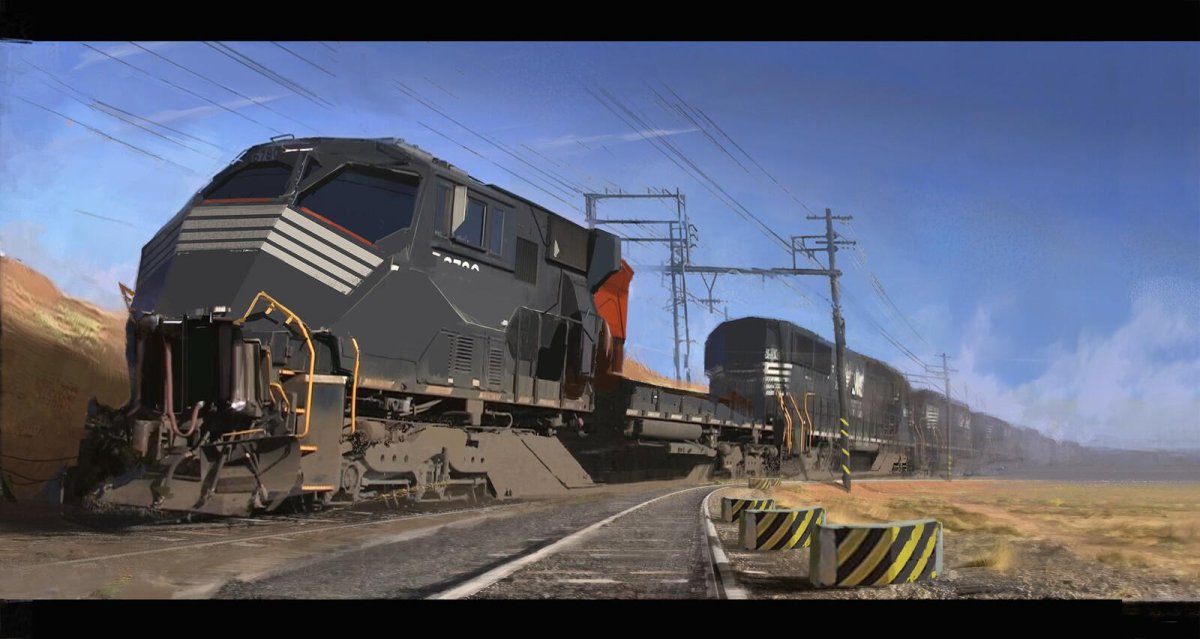 Поезд концепт арт Sci Fi