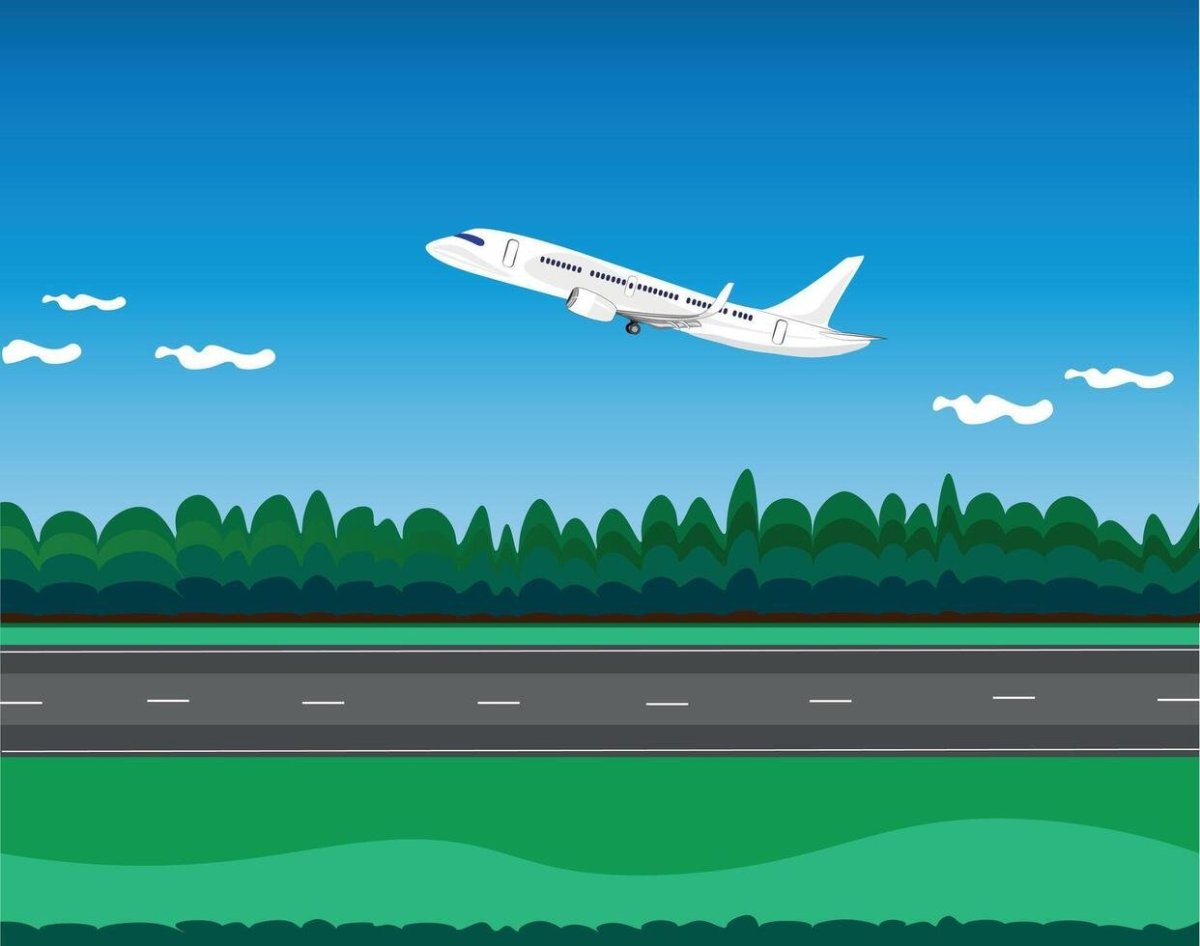 Взлёт самолёта из мультика