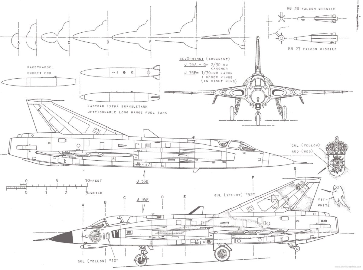 Saab j35 Draken чертежи