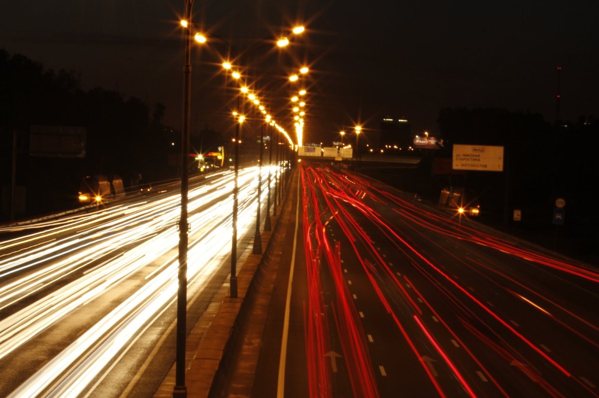 Фото МКАДА В Москве из машины ночью