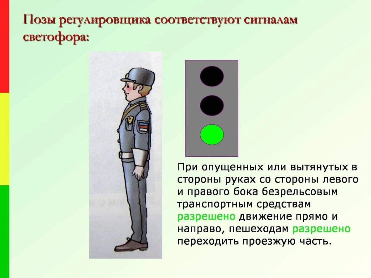 Сигналы светофора и регулировщика