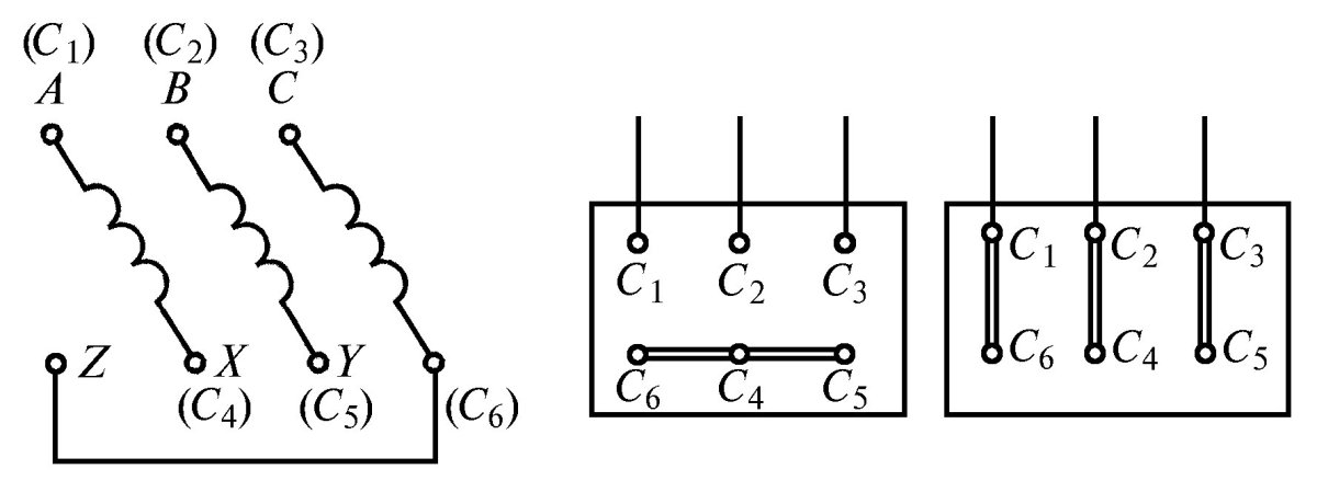 Соединение обмоток асинхронного двигателя