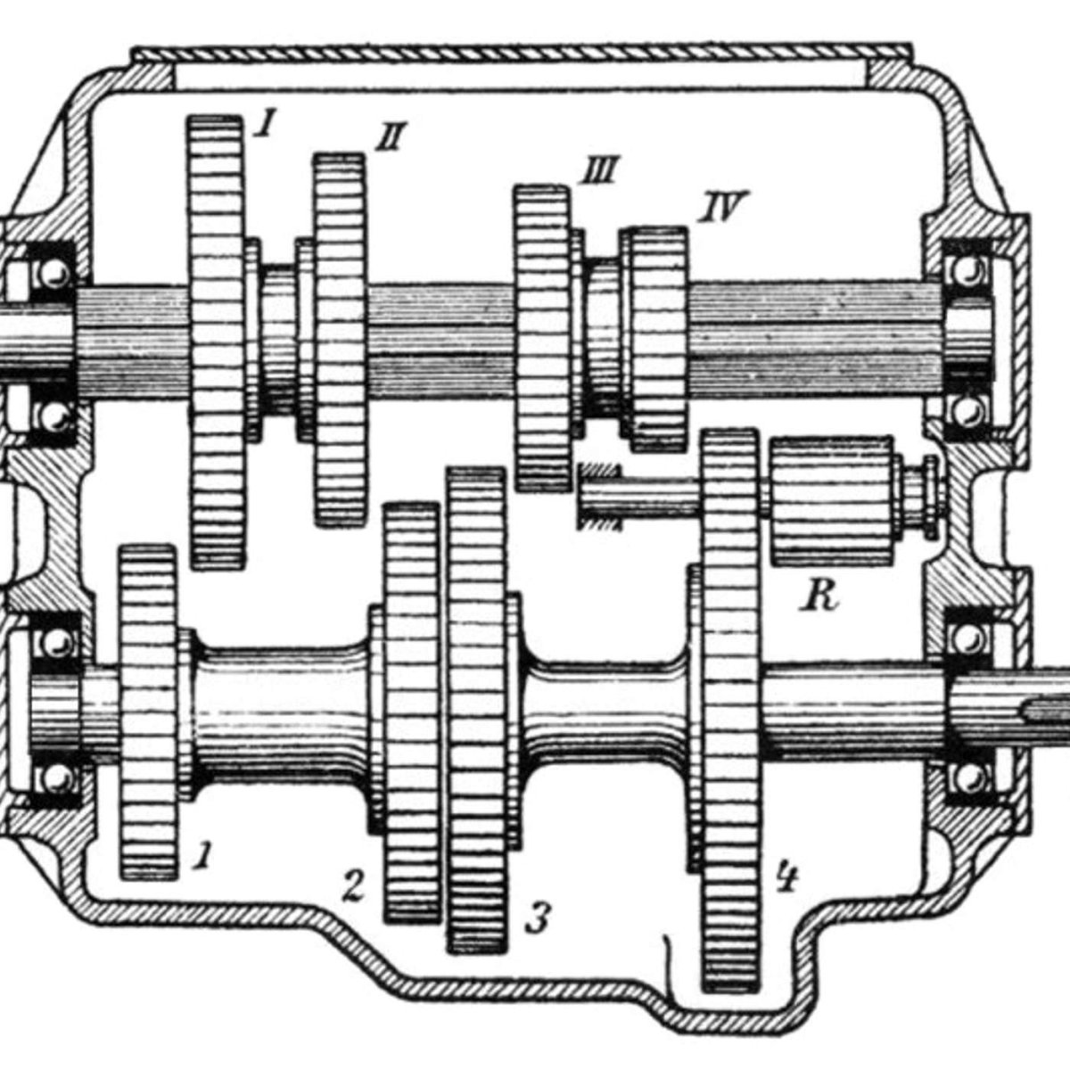 Схема четырехступенчатой коробки передач