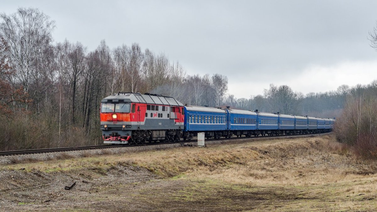 Тэп70 с пассажирским вагоном
