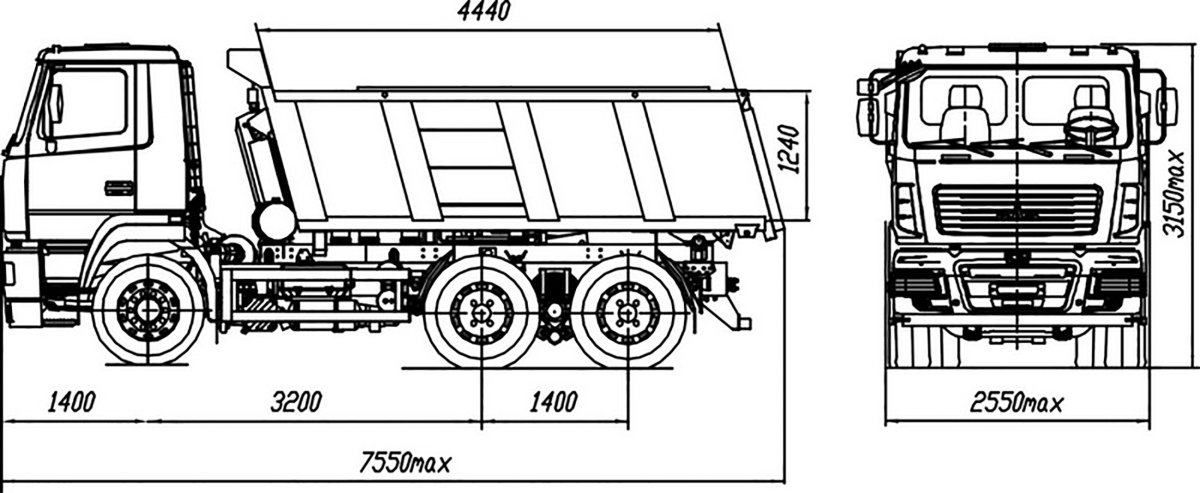 Габариты самосвала МАЗ 650126