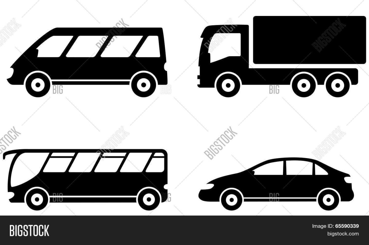 Грузовой и легковой автомобиль вектор