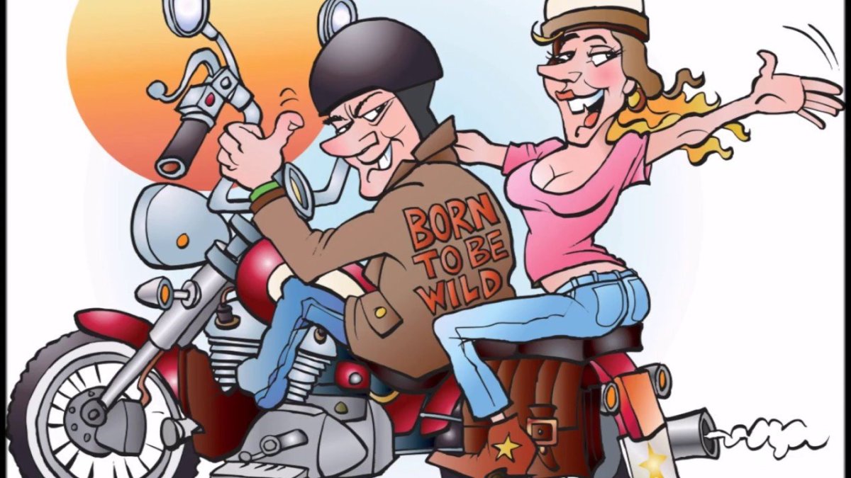 Шарж на мотоцикле