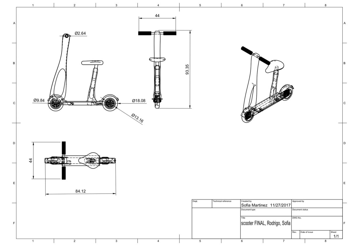 Кикер для самоката чертеж