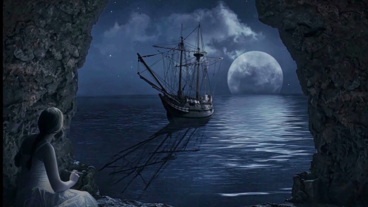 Море корабль Луна