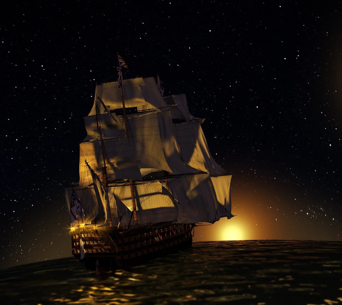 Корабль с парусами в космосе