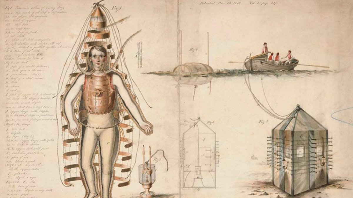 Леонардо да Винчи изобретения водолазный костюм