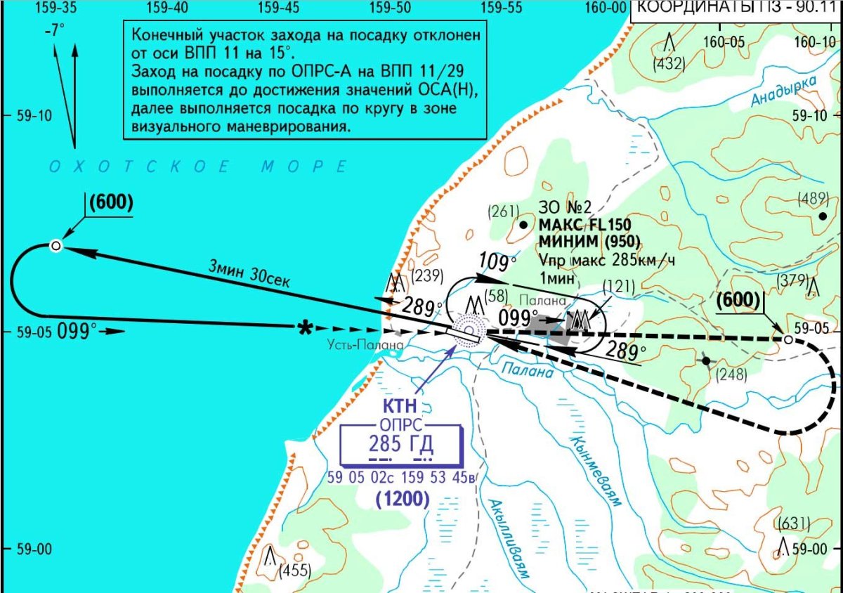 Аэропорт Палана схемы захода