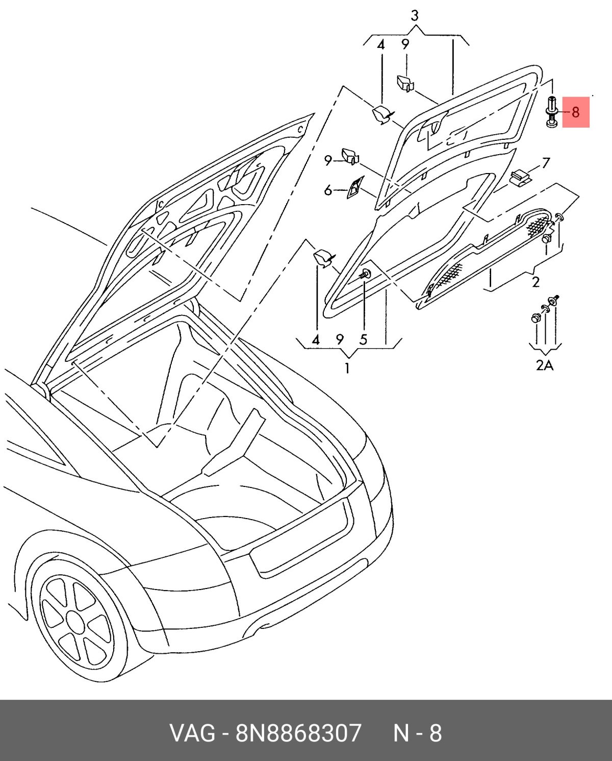 Обивка багажника Ауди ТТ 8n