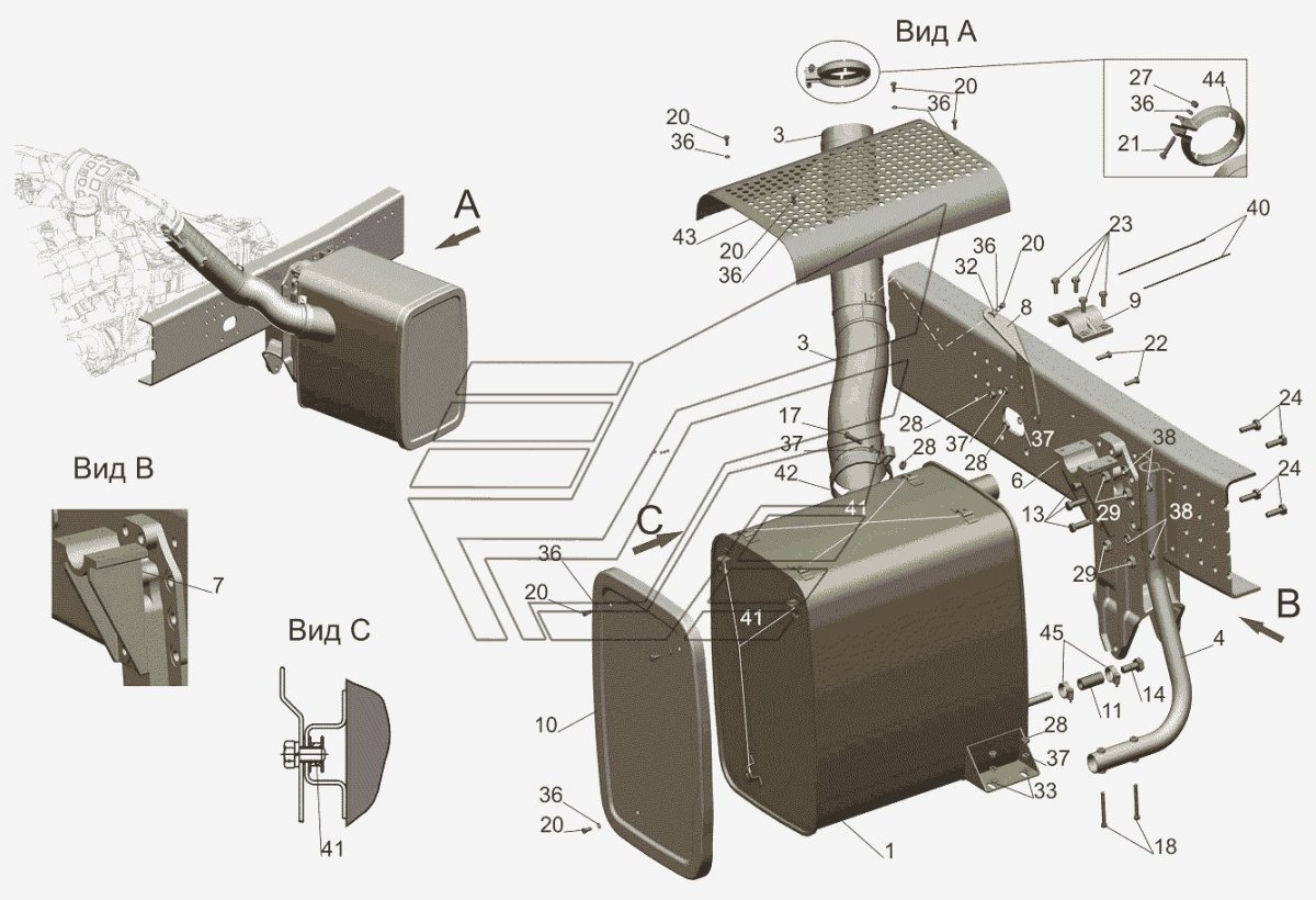 Глушитель МАЗ 544018
