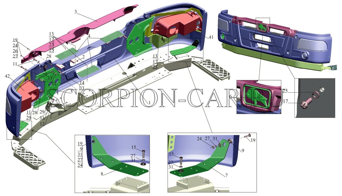 Усилитель переднего бампера МАЗ 5440