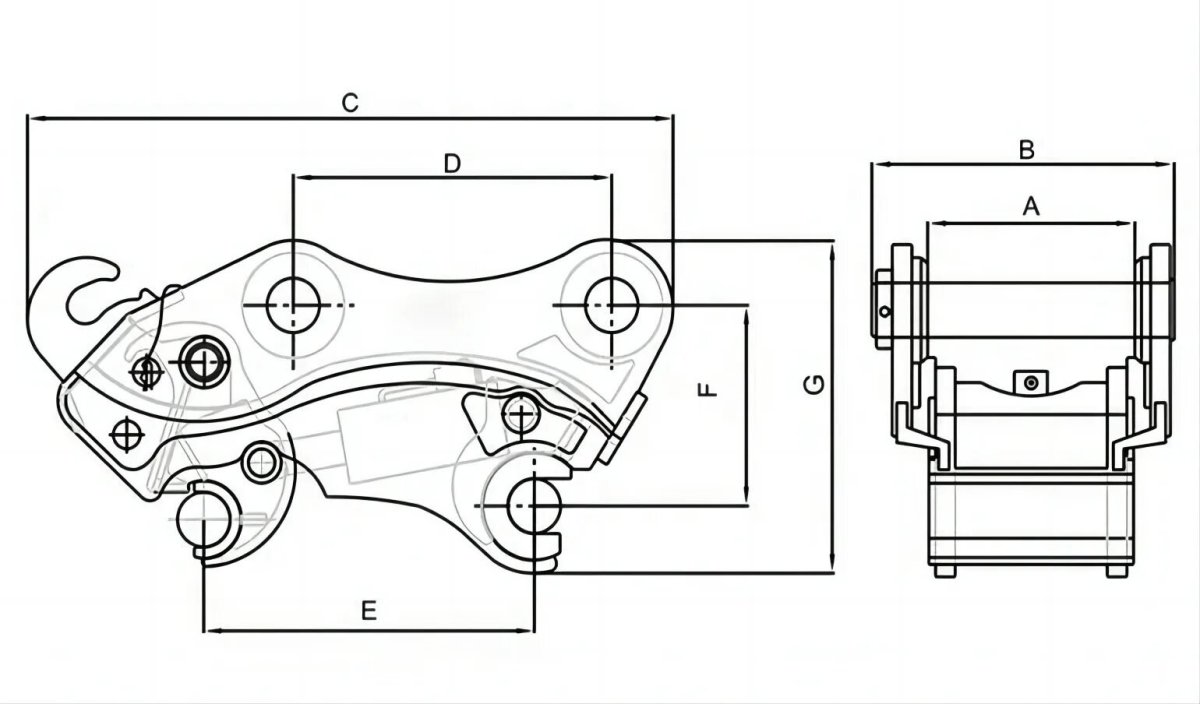 Квик-каплер для экскаватора чертёж