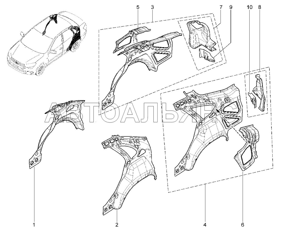 Панель заднего фонаря внутренняя левая ВАЗ-2191