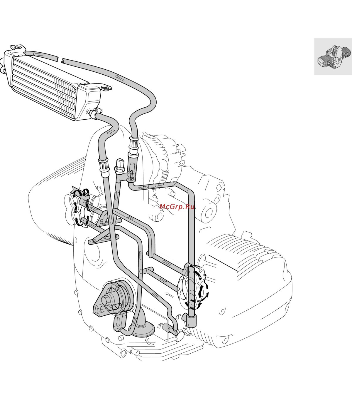Система охлаждения двигателя мотоцикла
