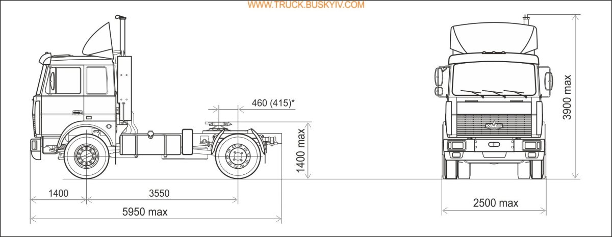 МАЗ 54323 габариты